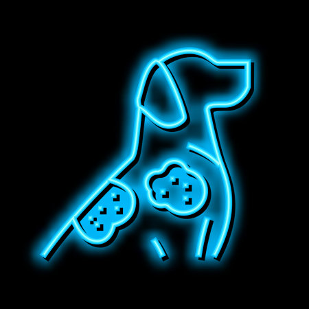 sarcoptic mange neon glow icon illustrationのイラスト素材
