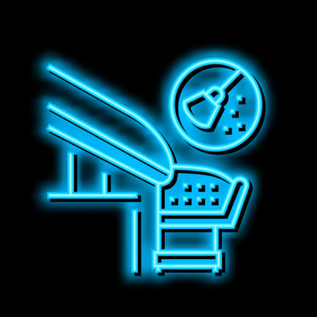 gutter cleaning neon glow icon illustrationのイラスト素材