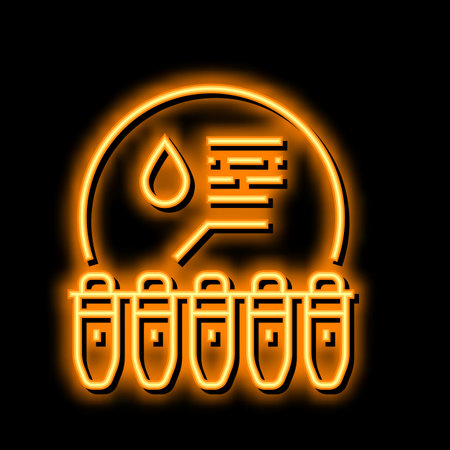 hematology analyzing neon glow icon illustrationのイラスト素材