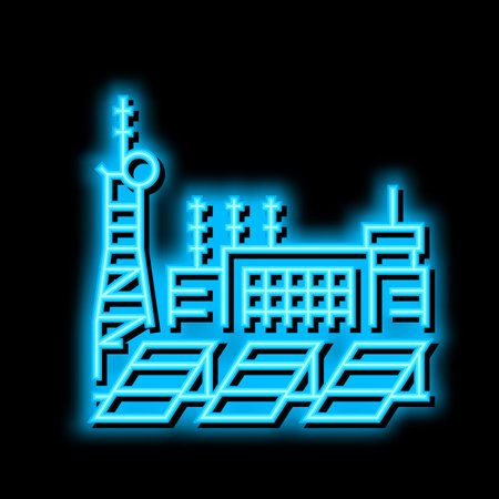 power energy station neon glow icon illustrationのイラスト素材