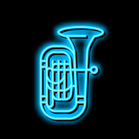tuba jazz music instrument neon glow icon illustrationのイラスト素材