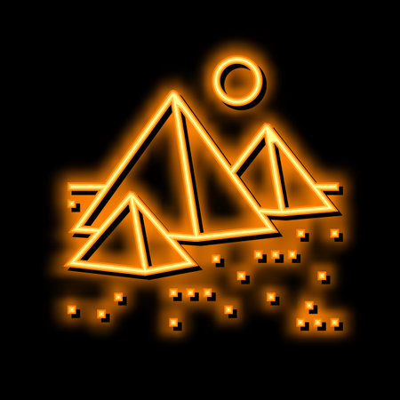 pyramid egypt construction neon glow icon illustrationのイラスト素材