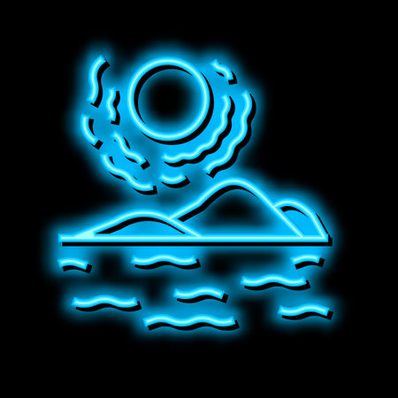 desert land neon glow icon illustrationのイラスト素材