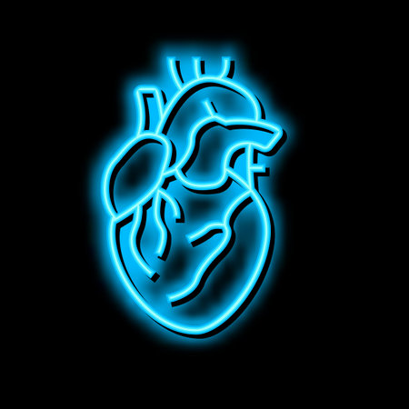 heart human organ neon glow icon illustrationのイラスト素材