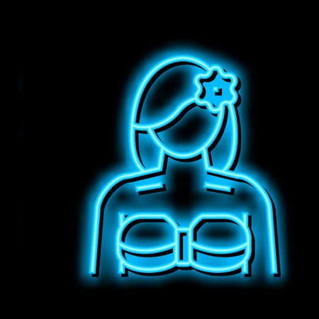 girl hawaiian neon glow icon illustrationのイラスト素材