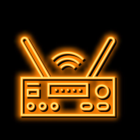 receiver electronic technology neon glow icon illustrationのイラスト素材
