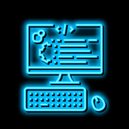 user-written software neon glow icon illustrationのイラスト素材