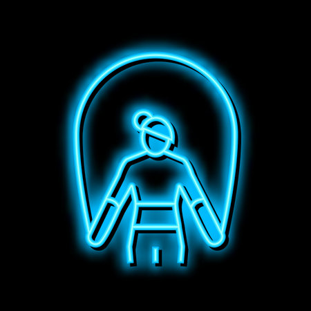 skipping rope training athlete neon glow icon illustrationのイラスト素材