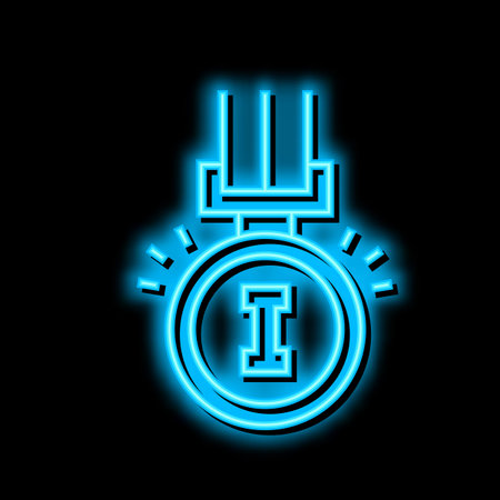 champion award neon glow icon illustrationのイラスト素材