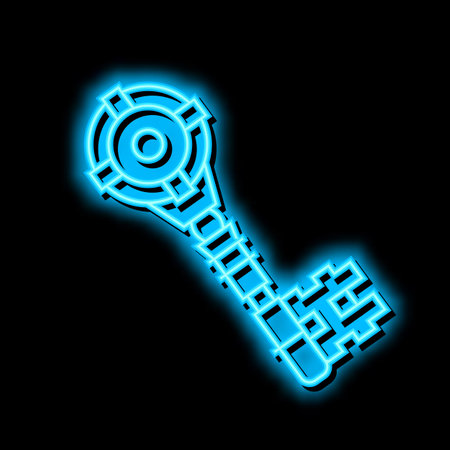 ancient key neon glow icon illustrationのイラスト素材