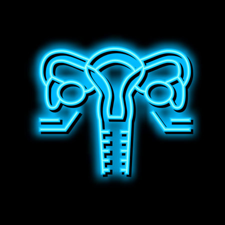 ovaries endocrinology neon glow icon illustrationのイラスト素材