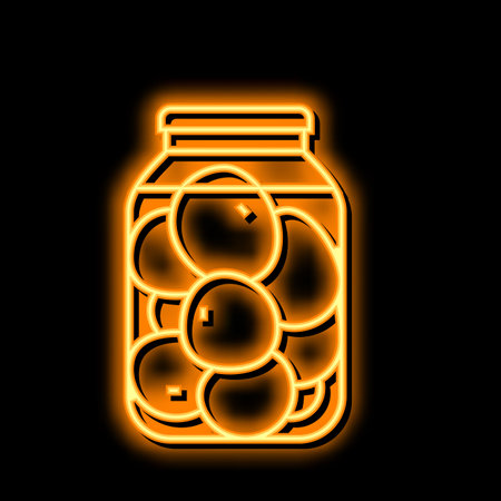 pickled tomato neon glow icon illustrationのイラスト素材