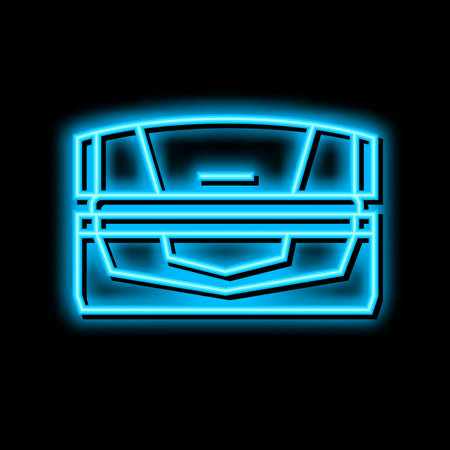 horizontal closed cabin solarium equipment neon glow icon illustrationのイラスト素材