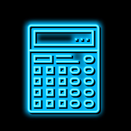 calculator digital device for counting neon glow icon illustrationのイラスト素材