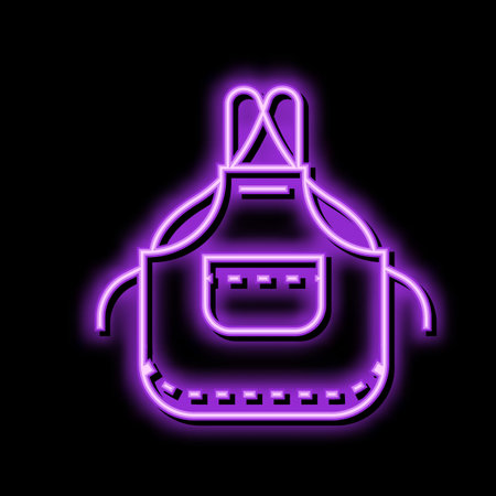 apron denim neon glow icon illustrationのイラスト素材