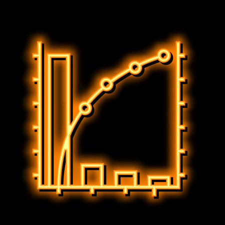 pareto chart neon glow icon illustrationのイラスト素材