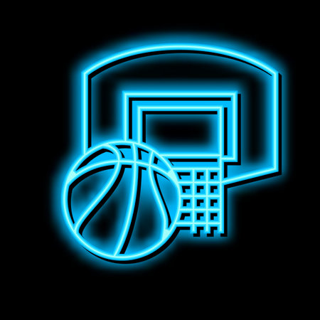 basketball team game neon glow icon illustrationのイラスト素材