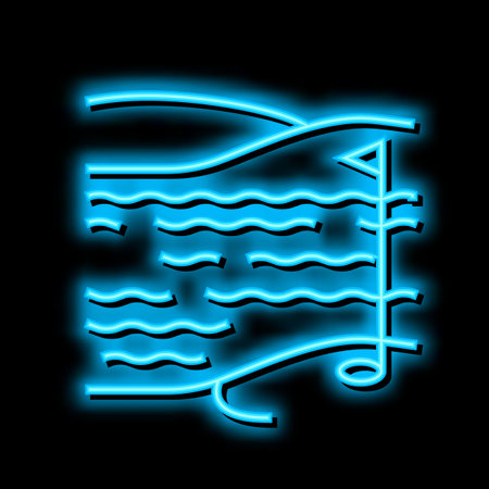 lake and field golf playground neon glow icon illustrationのイラスト素材