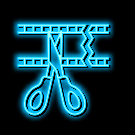 cropping video neon glow icon illustrationのイラスト素材