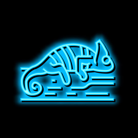 chameleon wild animal neon glow icon illustrationのイラスト素材