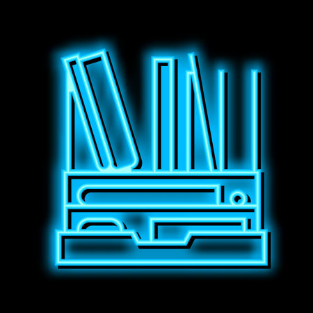 desk organizer neon glow icon illustrationのイラスト素材