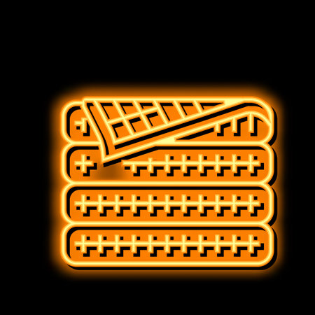 waffle blanket neon glow icon illustrationのイラスト素材