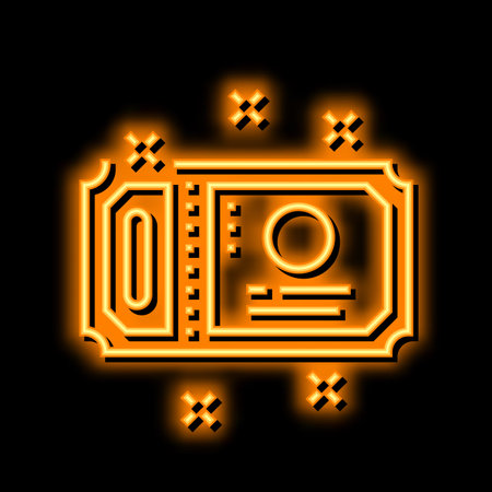ticket amusement park neon glow icon illustrationのイラスト素材