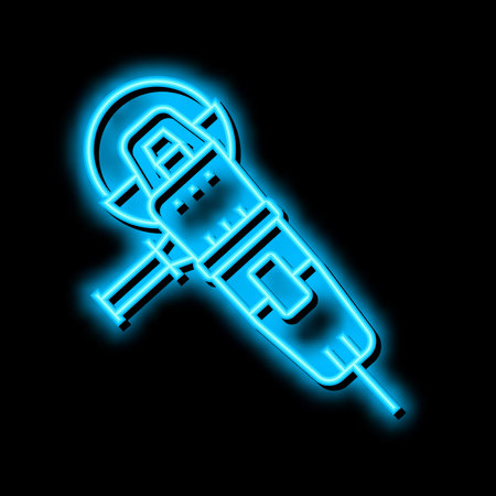 angle grinder tool neon glow icon illustrationのイラスト素材