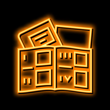 tutorial book neon glow icon illustrationのイラスト素材