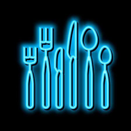 silverware utensil neon glow icon illustrationのイラスト素材