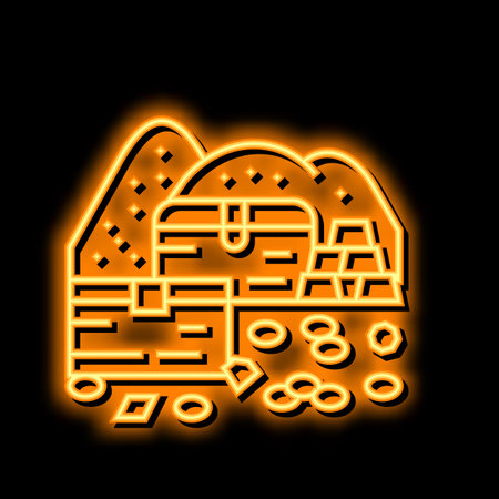 treasury chest neon glow icon illustrationのイラスト素材
