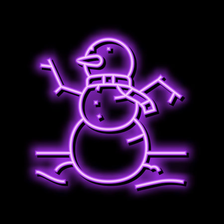 snowman winter neon glow icon illustrationのイラスト素材