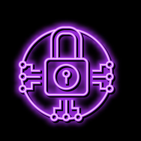 system padlock neon glow icon illustrationのイラスト素材