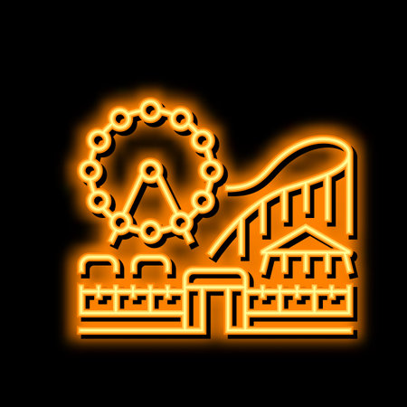 amusement park neon glow icon illustrationのイラスト素材