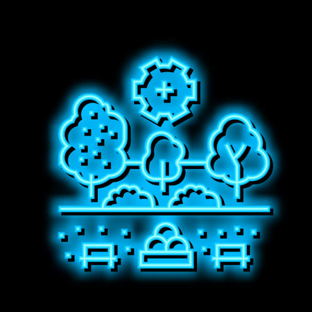 landscape development services neon glow icon illustrationのイラスト素材