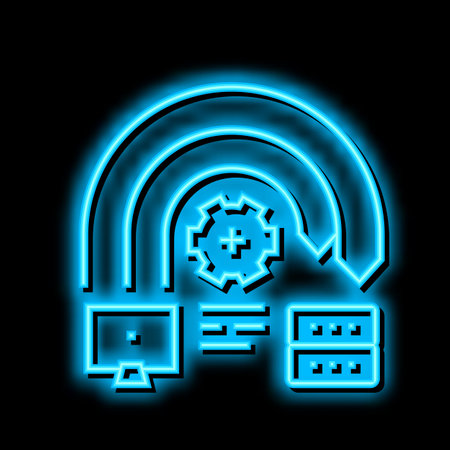 ping of death attack neon glow icon illustrationのイラスト素材