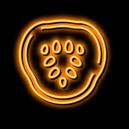 slice cucumber neon glow icon illustrationのイラスト素材