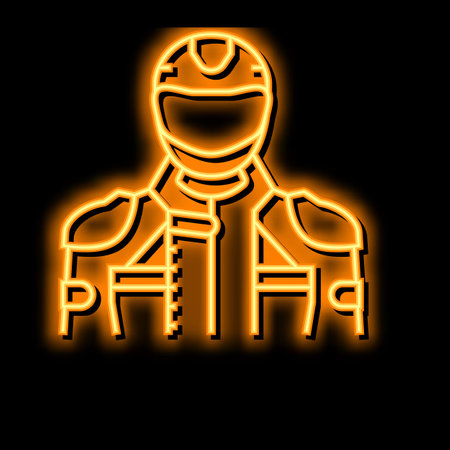 biker rider neon glow icon illustrationのイラスト素材
