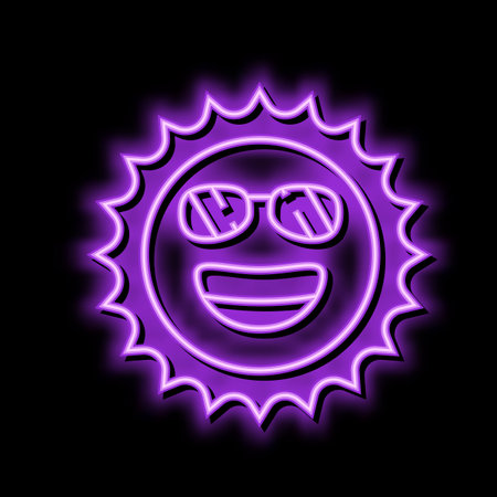 summertime sun neon glow icon illustrationのイラスト素材