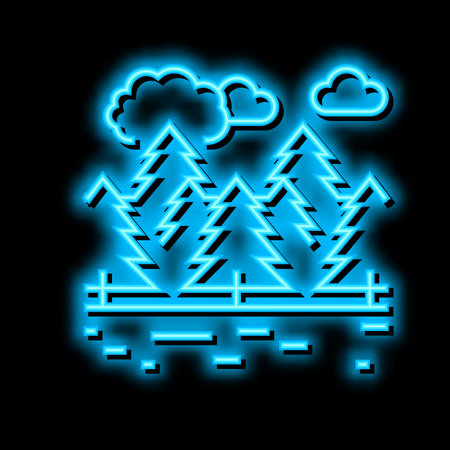 coniferous forests neon glow icon illustrationのイラスト素材