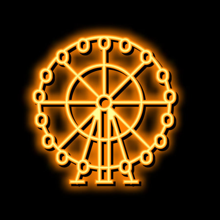 wheel ferris neon glow icon illustrationのイラスト素材