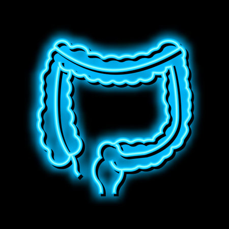 colon human organ neon glow icon illustrationのイラスト素材