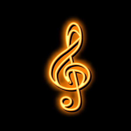 clef music neon glow icon illustrationのイラスト素材