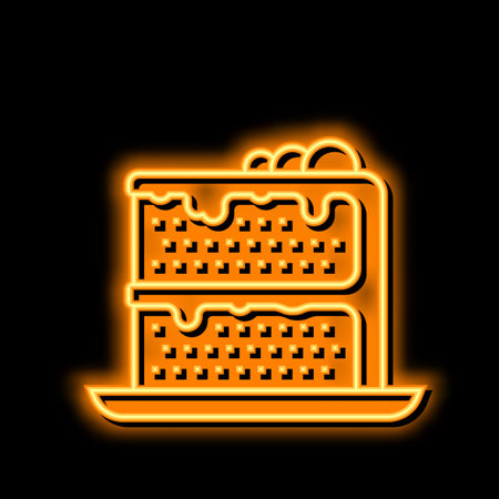 cake chocolate neon glow icon illustrationのイラスト素材