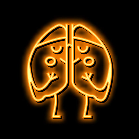 lungs kid health neon glow icon illustrationのイラスト素材
