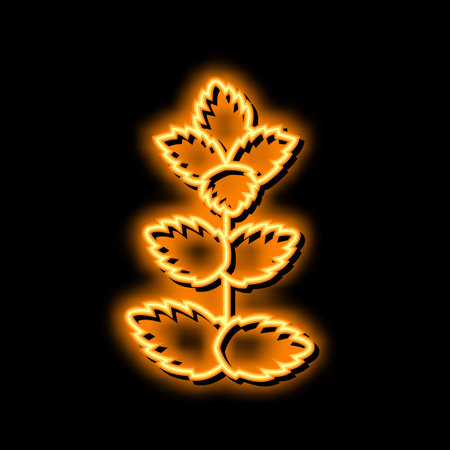 mint leaf neon glow icon illustrationのイラスト素材
