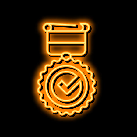 medal quality neon glow icon illustrationのイラスト素材