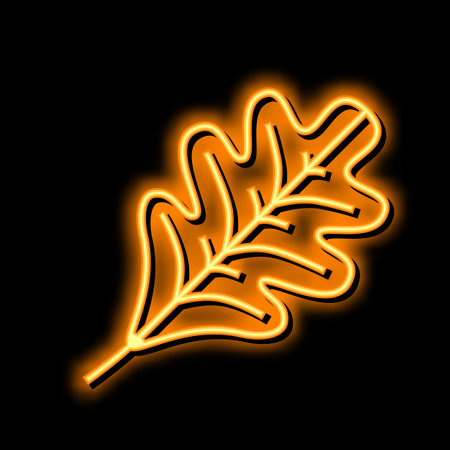 oak leaf neon glow icon illustrationのイラスト素材