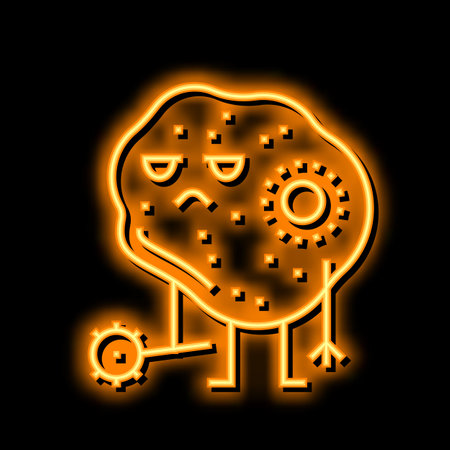 bacterium ill neon glow icon illustrationのイラスト素材