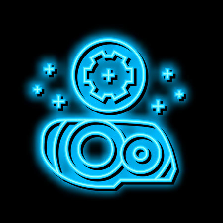 plastic headlight restoration neon glow icon illustrationのイラスト素材